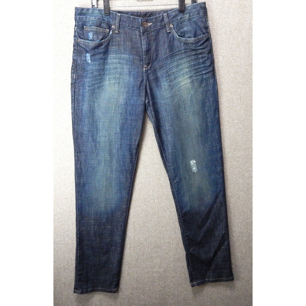Calvin Klein Jeans Womens 12 Dark Blue Mid Rise Stretch Denim 31" Straight Leg